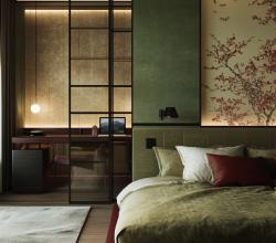 Спальня-кабинет в стиле джапанди
